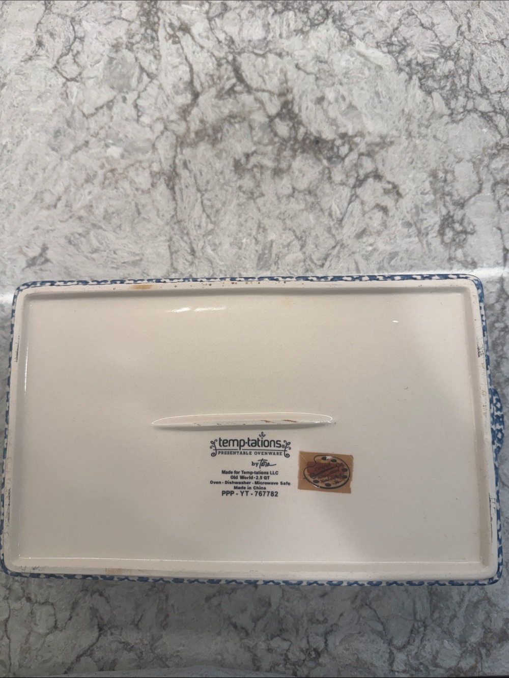 Temp-tations Old World 2.5 QT Baking Dish with Rack -Blue Floral - Picture 8 of 9